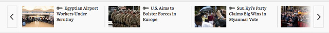 The Wall Street Journal uses a top carousel for the day's stories.